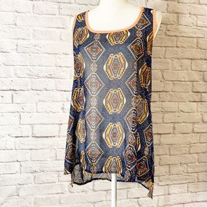 Womens BOBEAU sheer SLEEVELESS blouse